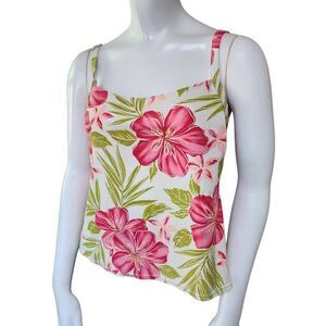 Costa Del Sol Cream, Pink, & Green Floral Tankini Top (12)